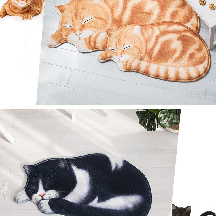 Novelty Color Mixed Cats Print Rug Polyester Comfort Carpet Non-Slip Backing Indoor Rug for Living Room