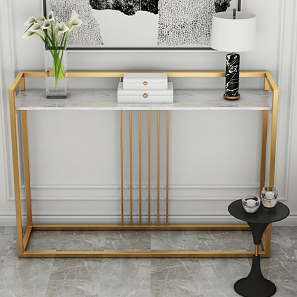 Glam Accent Table Marble Top Golden Sofa Console Table for Hall