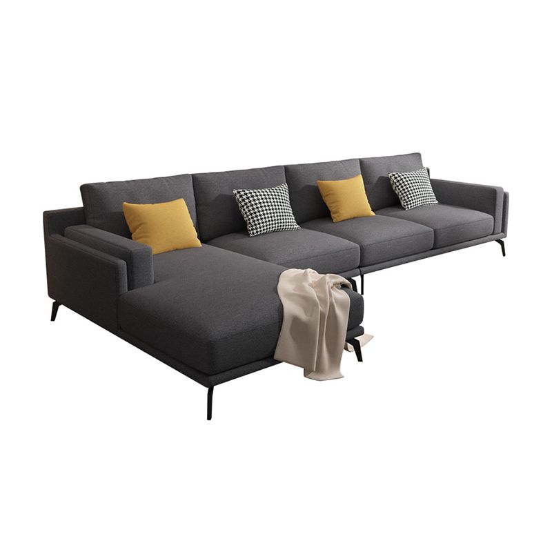 L-shape 4-seater Fabric Sectional Slipcovered Square Arm Sectional