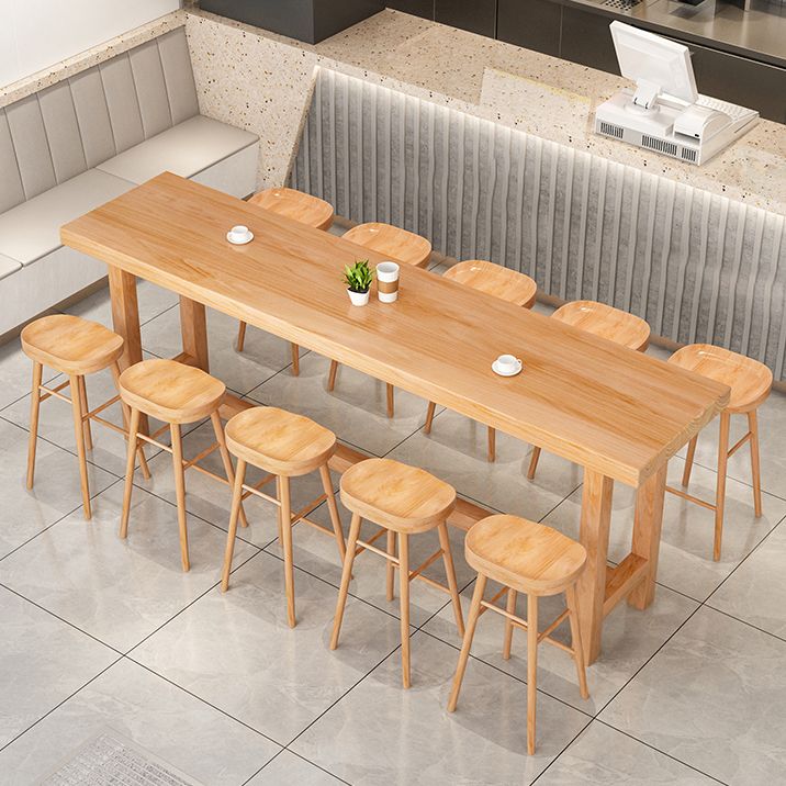 Modern Solid Wood Bar Table Natural Rectangle Bar Table for Kitchen Living Room