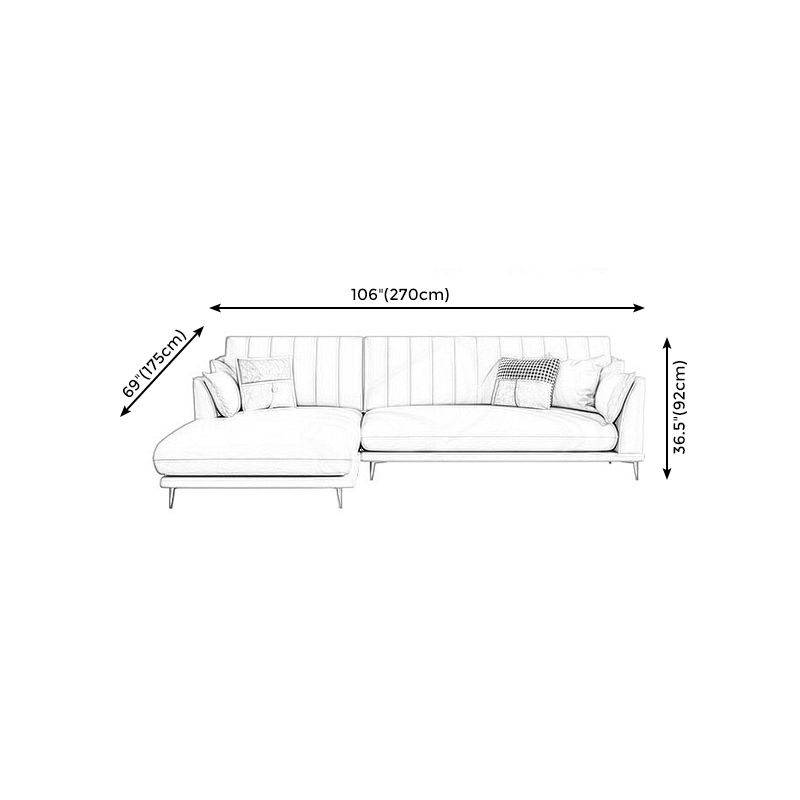 Pillow Top Arm Removable Cushions Sectional Sofa with Chaise in Beige