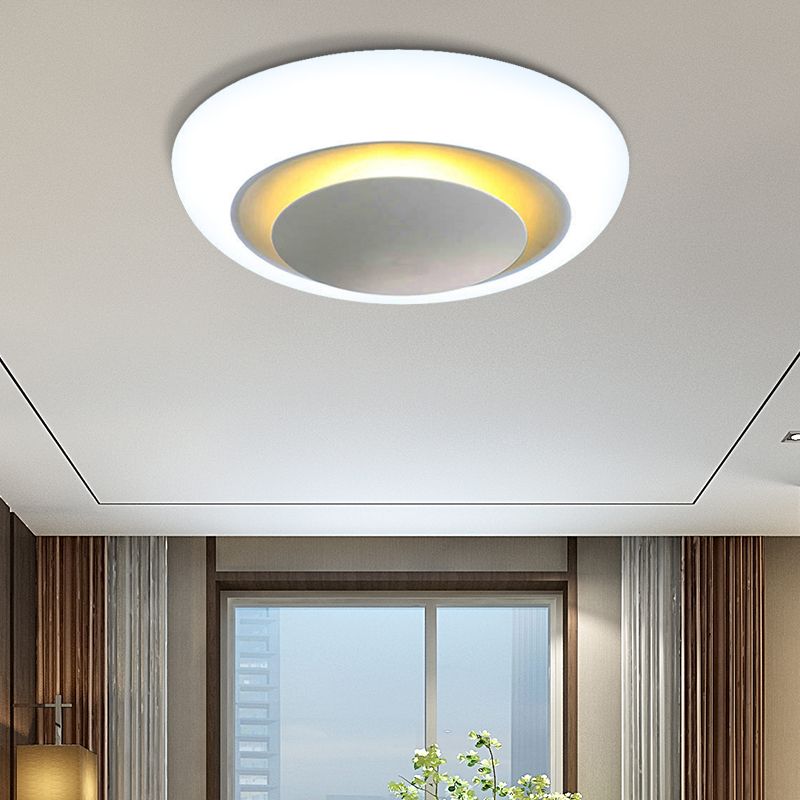 Plafonnier unique 16,5"/20,5"/24,5" moderne rond chaud/blanc encastré en blanc