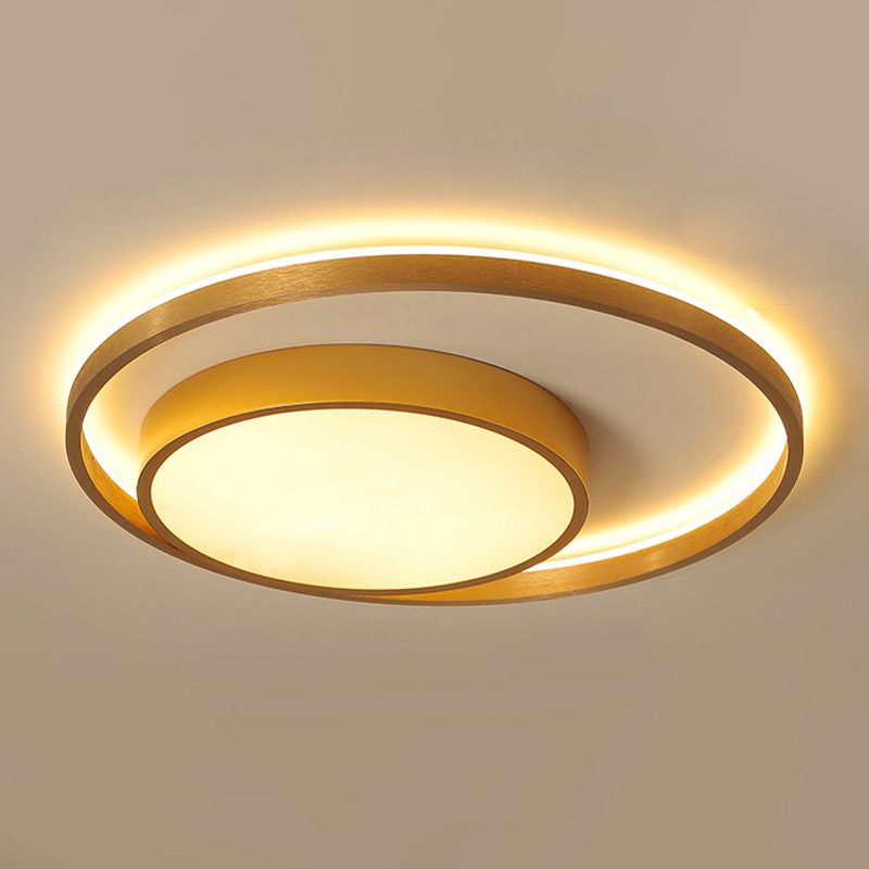 Plafonnier circulaire en métal doré postmoderne, plafonnier LED de 16/23,5 pouces de large, lumière chaude/blanche