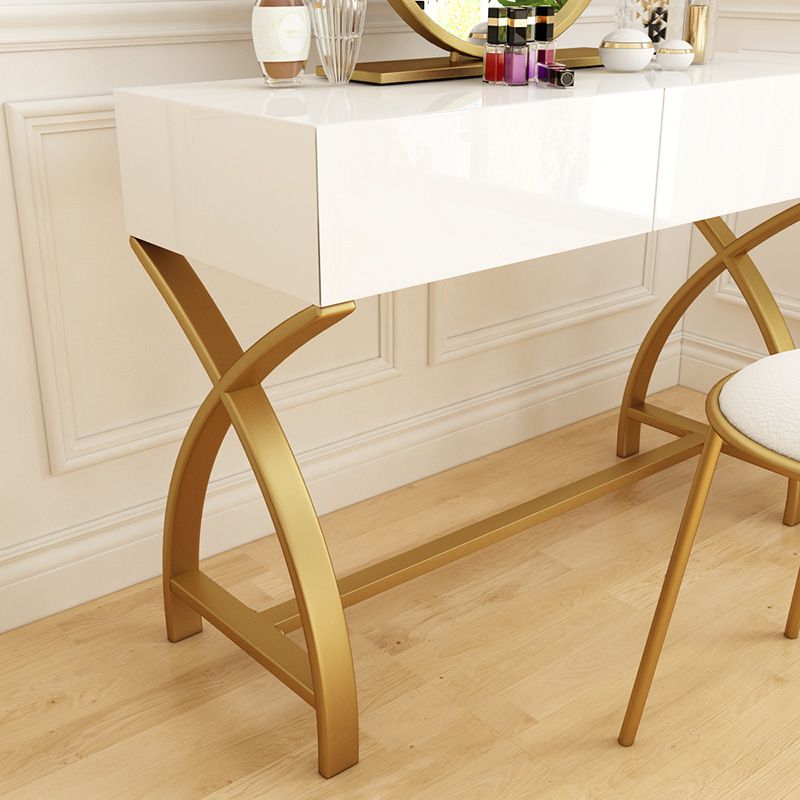 Glam Vanity Set with Drawer Bright White Wood Make-up Vanity, 15.74" Wide