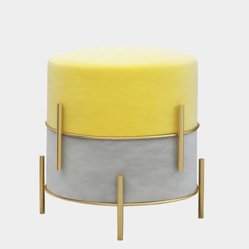 Solid Color Round Ottoman Mildew Resistant Velvet Upholstered Ottoman