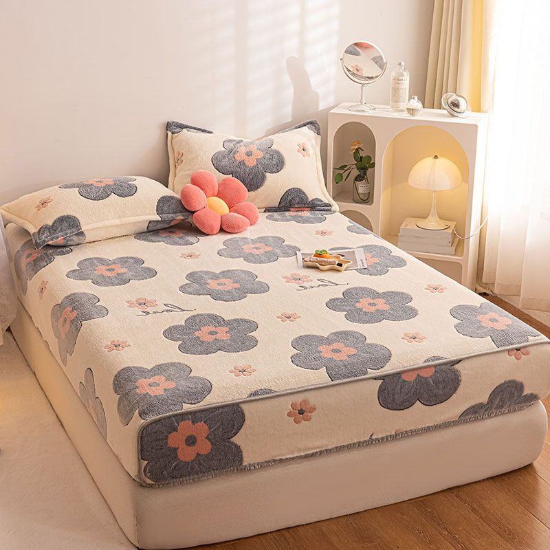 Fade Resistant Sheet Set Printed Breathable Flannel Soft Fitted Sheet