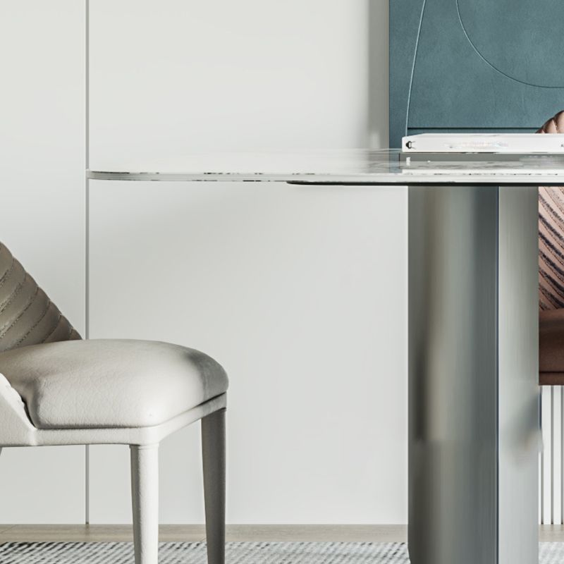 Rectangle Dining Table Set 1/4/7 Pcs Stone Dining Table with Upholstered Chairs