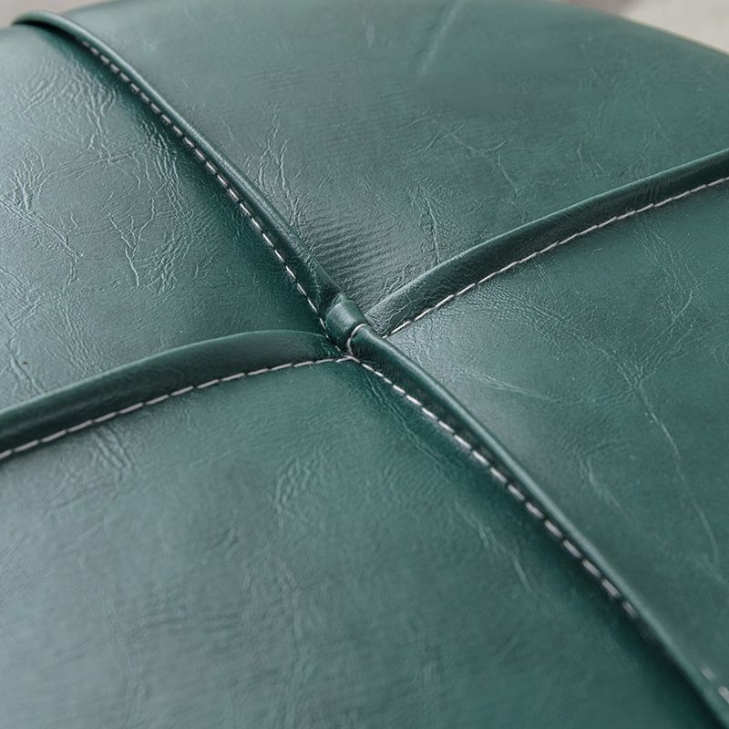 Modern Stain Resistant Ottoman Circle Shape Yellow Leather Cube