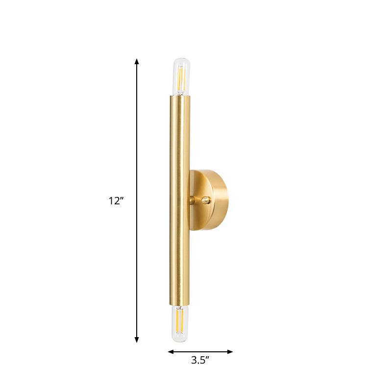 Tubulaire wand SCONCE Hedendaagse 2 Lichten metalen Gouden wandmontage Lamp voor slaapkamer