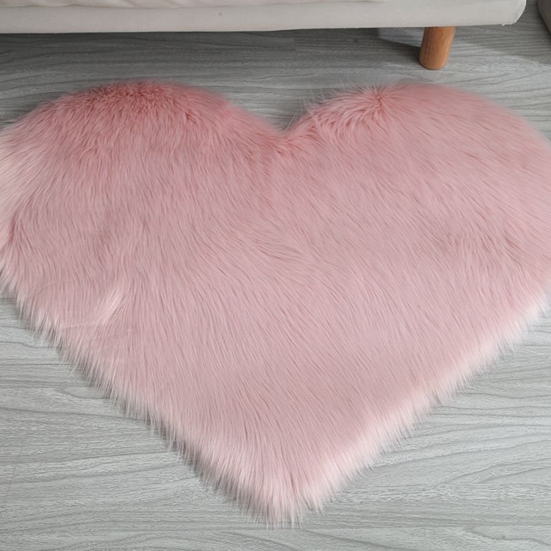 Heart Shape Solid Color Rug Multi-Colored Simple Carpet Fluffy Pet Friendly Machine Washable Rug for Bedroom
