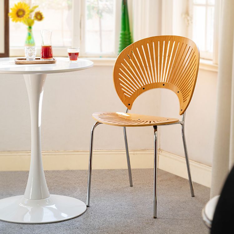 Scandinavian Style Open Back Dining Side Chair with Metal Legs Armless Side Chairs for Home