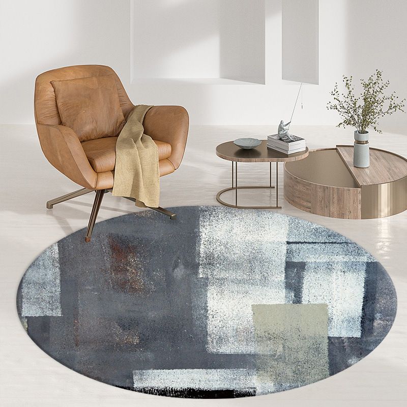 Grey Modern Rug Abstract Print Rug Washable Rug for Sitting Room