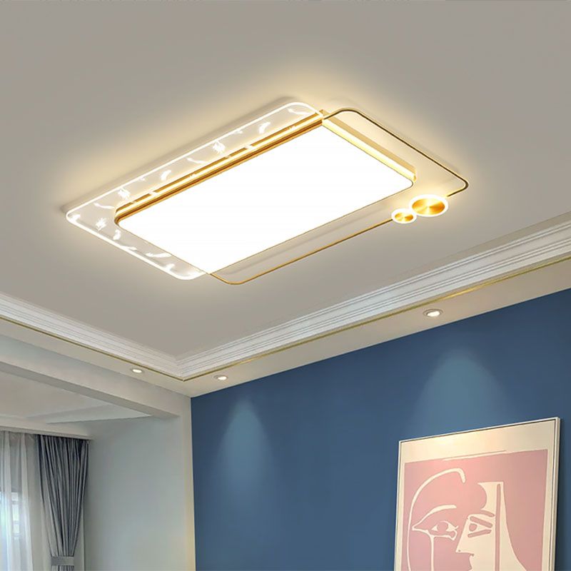 Plafonnier LED rectangulaire en fer, Style moderne, 1 lumière, pour salon