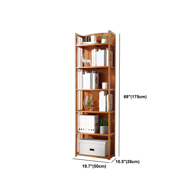 Modern Vertical Bamboo Shelf Etagere Espresso Shelf Bookcase for Bedroom