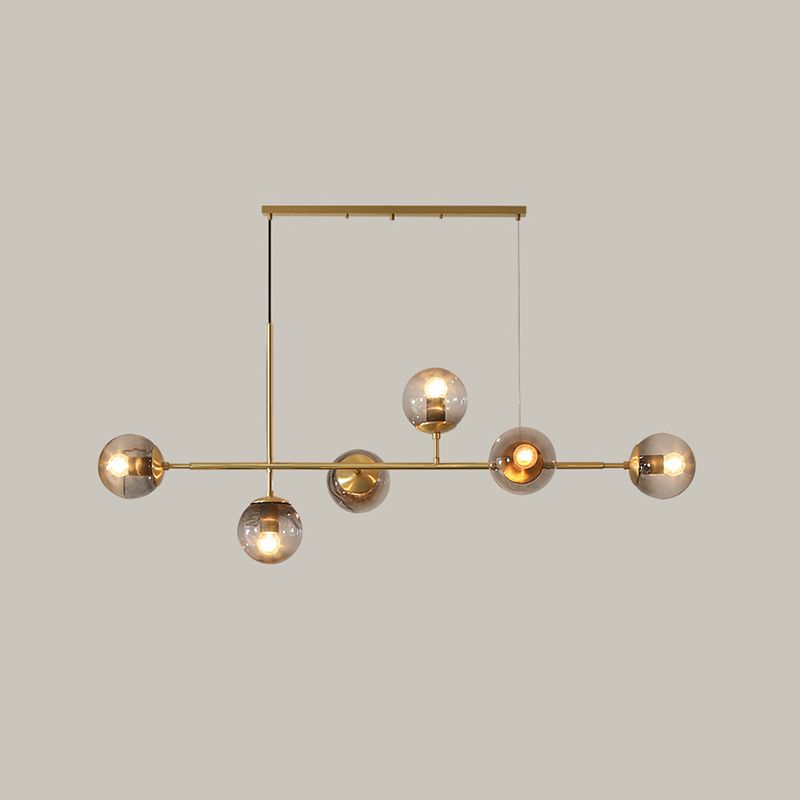 Nordic Glass Island Light Gold Globe 6 Lichter Island Anhänger für Wohnzimmer