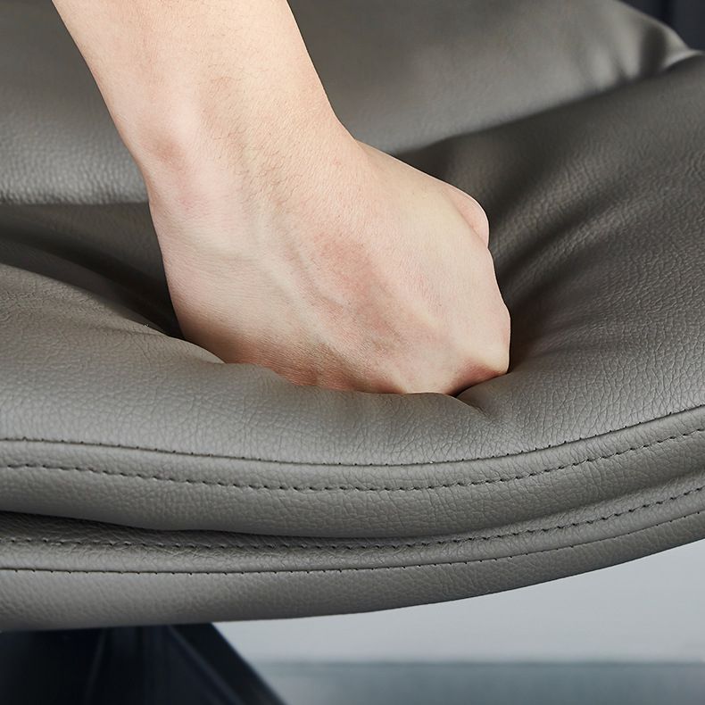 Sillas sin brazos con respaldo sólido de estilo industrial Sillas de comedor de cuero de microfibra (juego de 4)