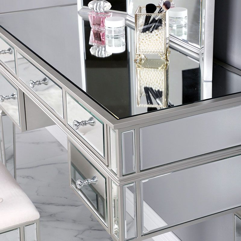 Solid Wood Vanity Dressing Table Set Contemporary Makeup Counter with Drawers