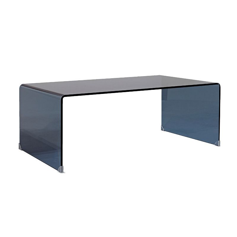Contemporary Rectangle Glass Coffee Table with Sled Base Cocktail Table