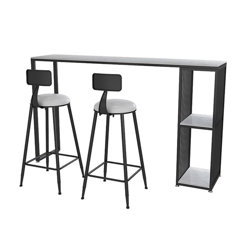Modern 1/3 Pieces Bar Table Set Rectangle Stone Counter Table for Living Room