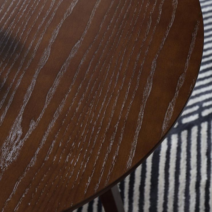 Solid Wood Brown Tone Dining Table Modern Double Pedestal Table for Dining Room