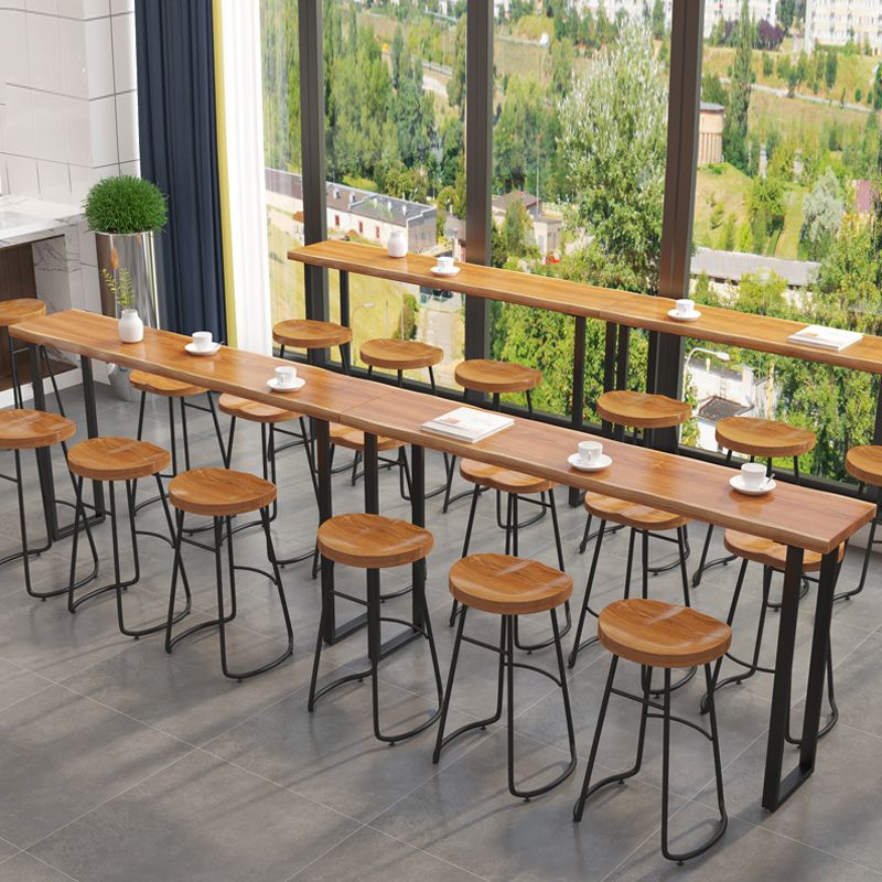 Industrial Bar Height Table Solid Wood Top Bistro Table for Patio Use