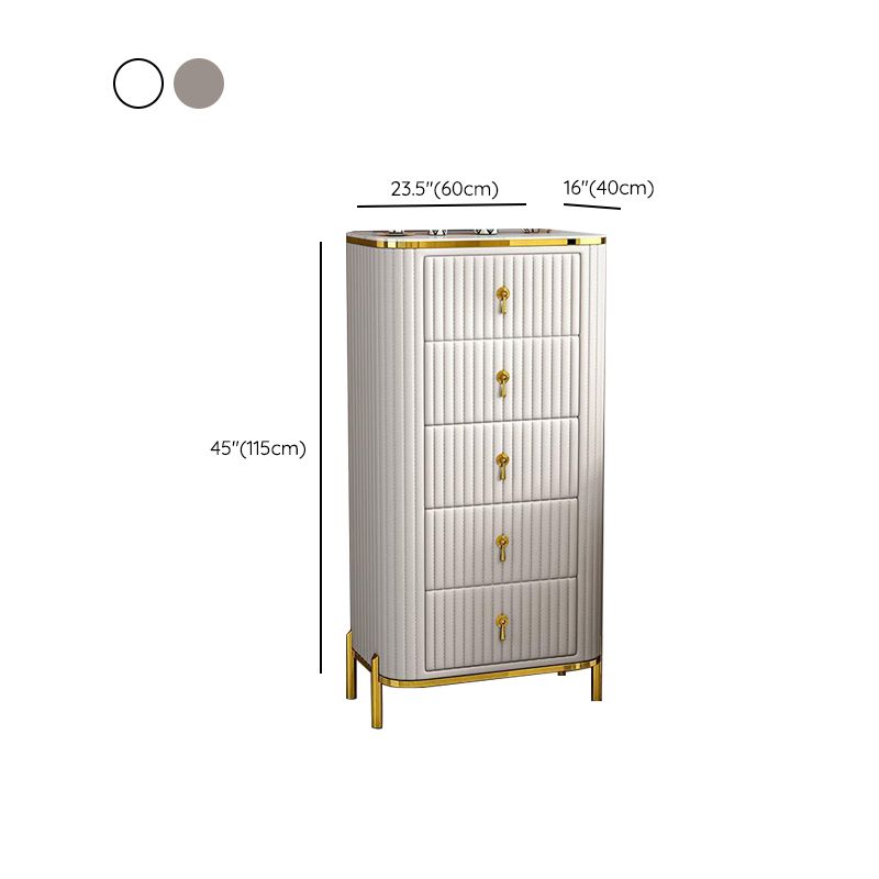Contemporary Glam Storage Chest Stone Vertical Storage Chest Dresser for Bedroom
