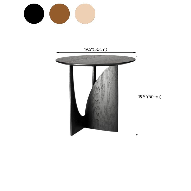 Contemporary Solid Wood Side Table Pedestal Round Living Room Table