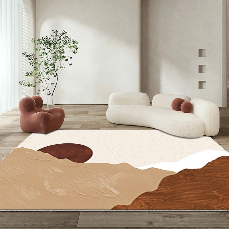 Modern Brown Rug Polyester Color Piece Area Rug Washable Rug for Living Room