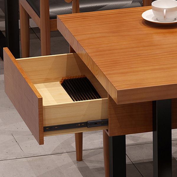 Industrial Wood Double Pedestal Dining Table Natural Rectangle Table