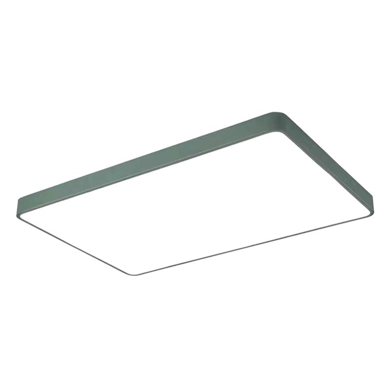 Quadrangle Flush Mount Fixture Macaron Style Metal Living Room LED Ceiling Light