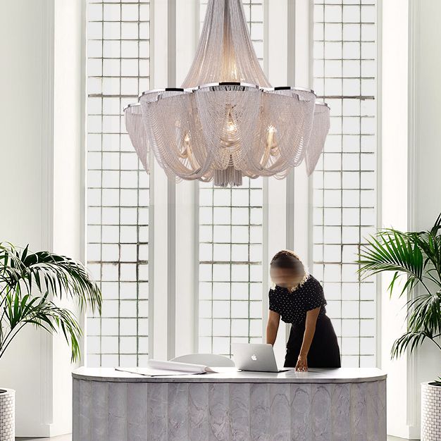 Postmodern Chandelier Light Basket Shape Ceiling Hung Fixtures for Hotel Lobby