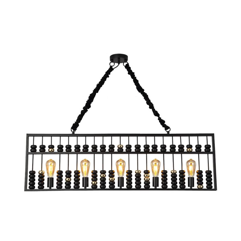 Vintage Abacus Pendant Plafond Aménagement en métal Black 3 ampoules suspendues pour restaurant