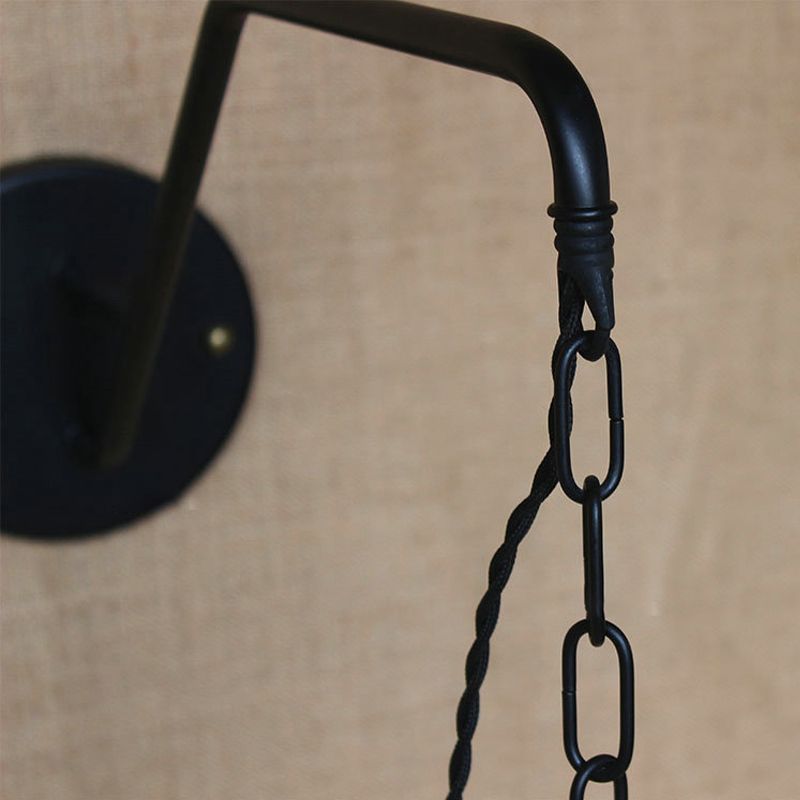 Iluminación de pared cónica negra Iron Retro industrial 1 Comedor ligero Ligera de luz con cadena