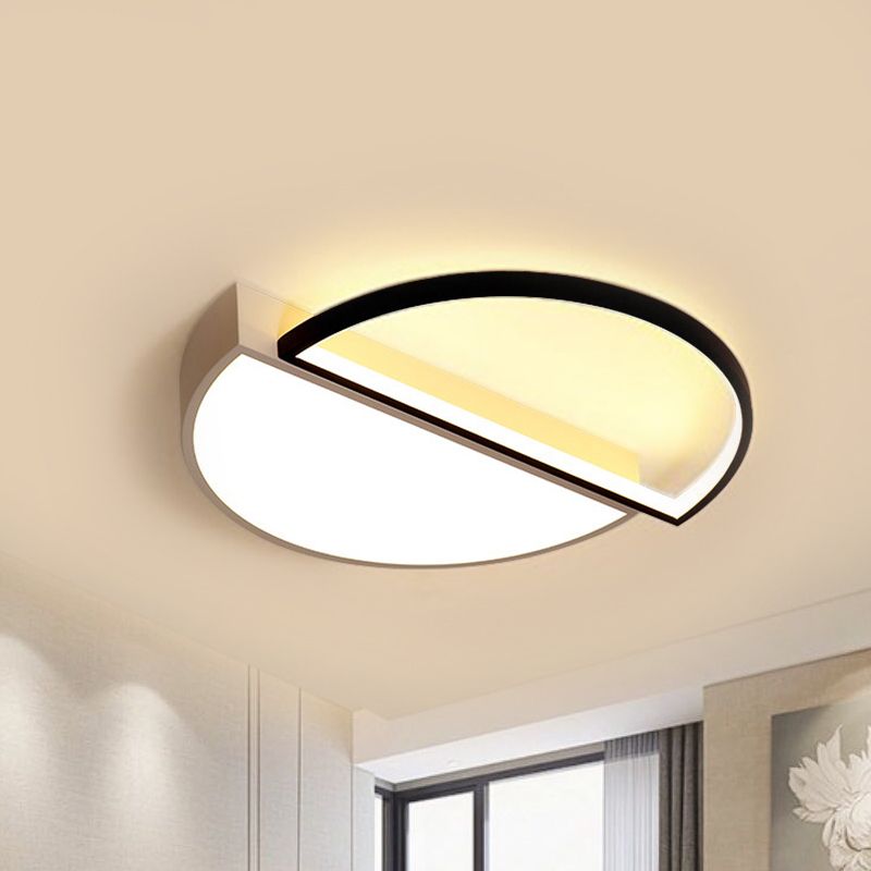 Splicing Round Flush Mount Ceiling Light Modernity Metal LED Black/White Flush Lamp in Warm/White Light/Remote Control Stepless Dimming, 18"/21.5" W
