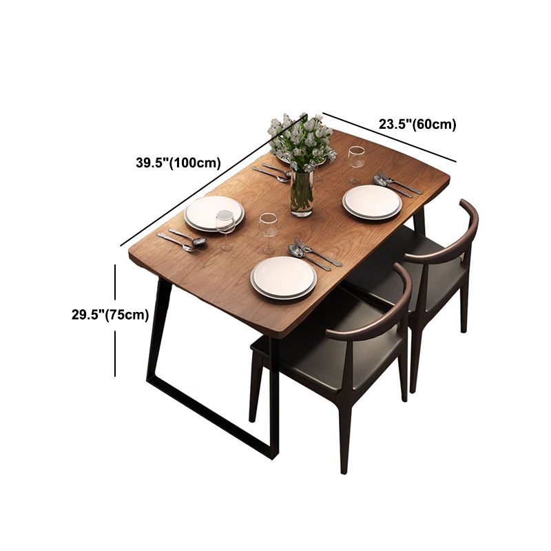 Metal Sled Base Dining Table Industrial Rectangle Dinette Table with Wood Top