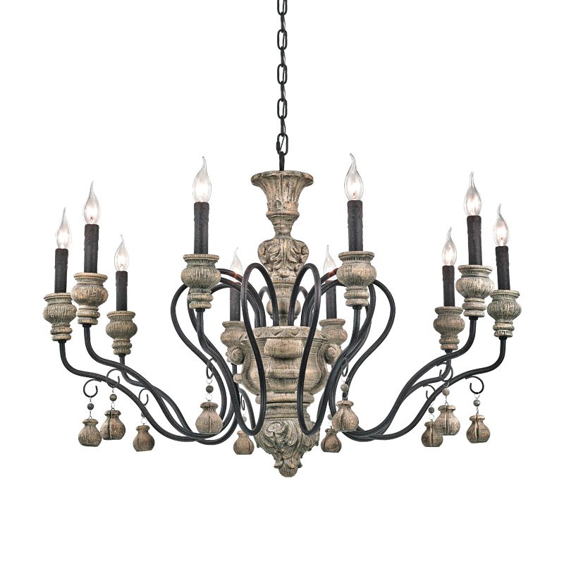 Candelabra Living Room Ceiling Lighting Traditional Resin 3 Heads Grey Chandelier Light Fixture