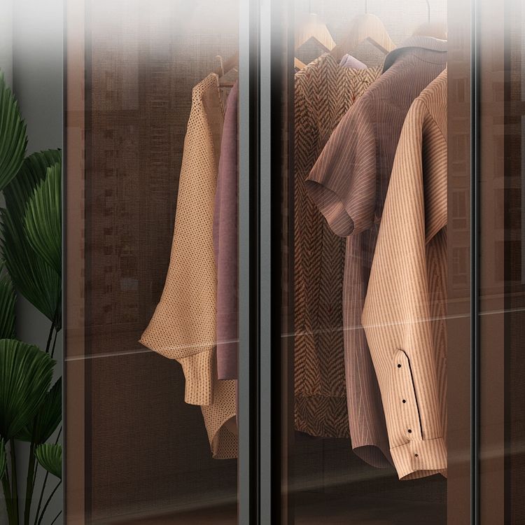 Modern Style Storage Cabinet Mirrored Finish Cabinet with Glass Door