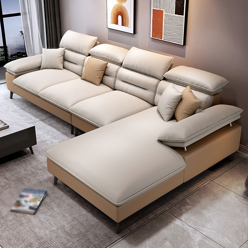Faux Leather Contemporary L-Shape Sectional for Living Room and Apartment