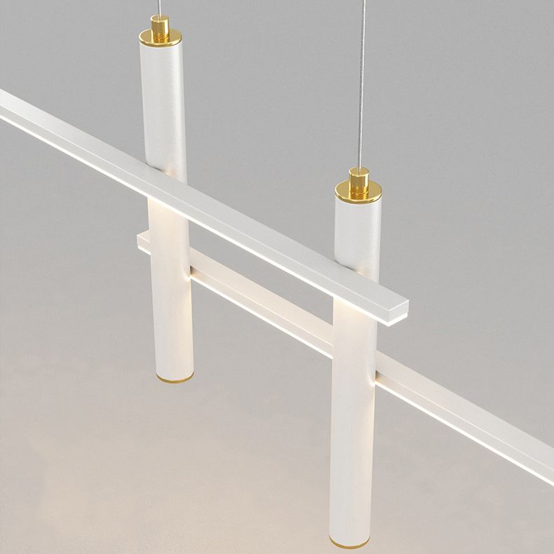 Metal Linear Shape Hanging Lights Modern 4 Lights Pendant Light Fixtures