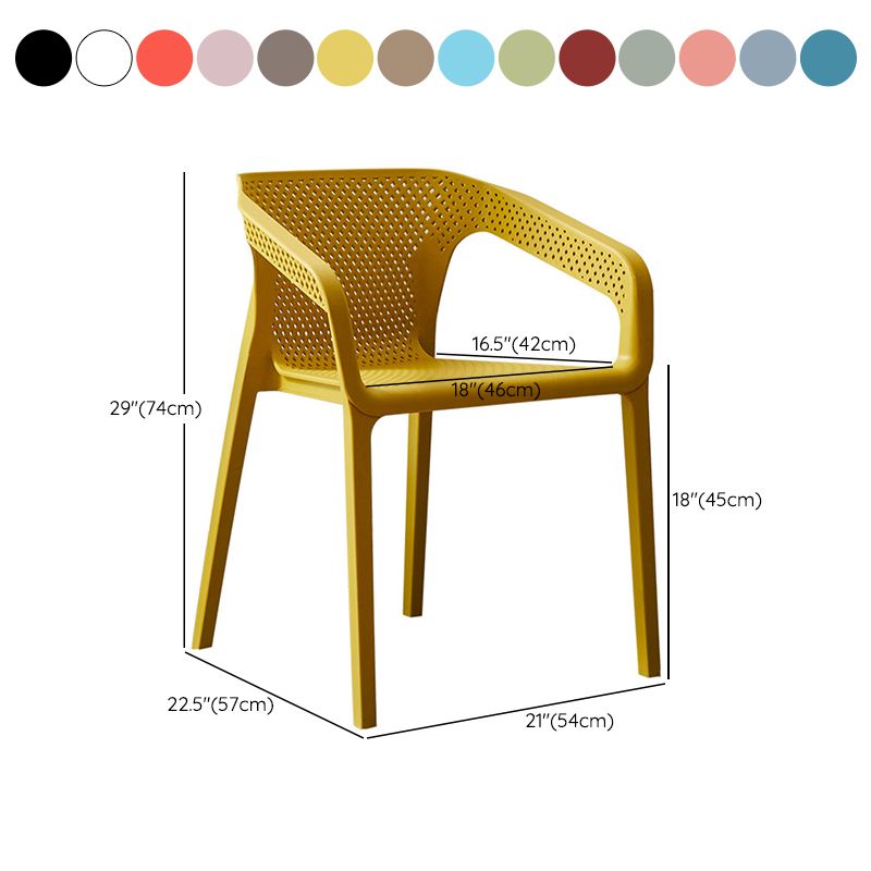 Modern Style Plastic Dining Armchair Open Back Stackable Dining Arm Chair
