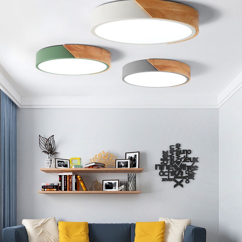 Plafonnier LED Macaron en acrylique, plafonnier circulaire en fer de Style nordique moderne pour salon