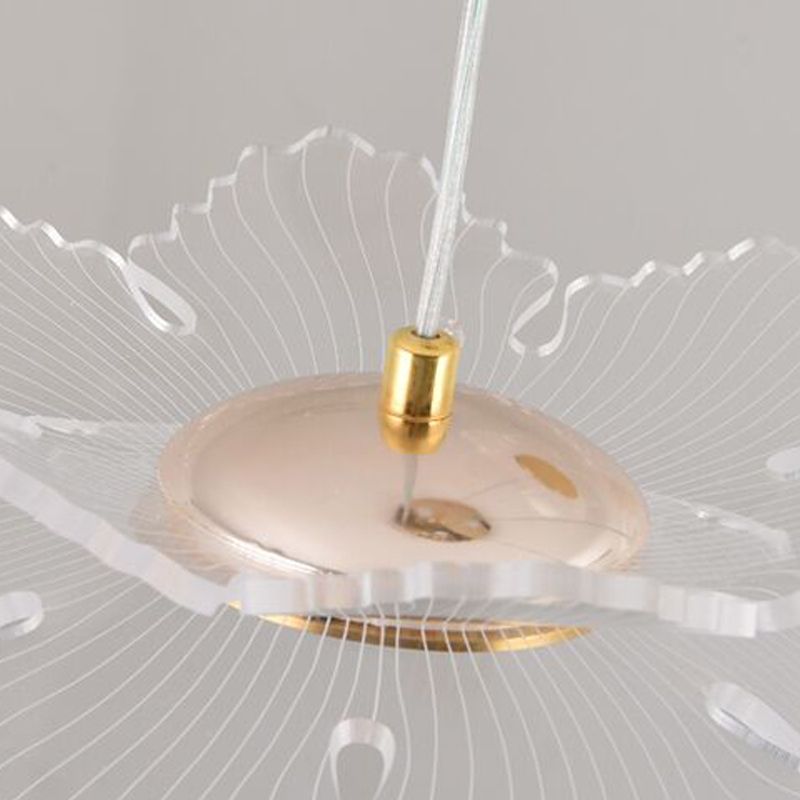 Acrylic Floral Pendant Lighting Modern LED Gold Hanging Lamp for Dining Room