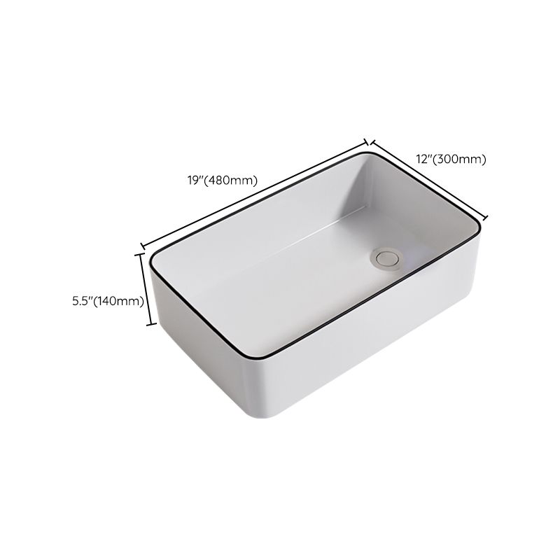 Contemporary Bathroom Sink Porcelain Oval-Shape Vessel Bathroom Sink with Pop-Up Drain