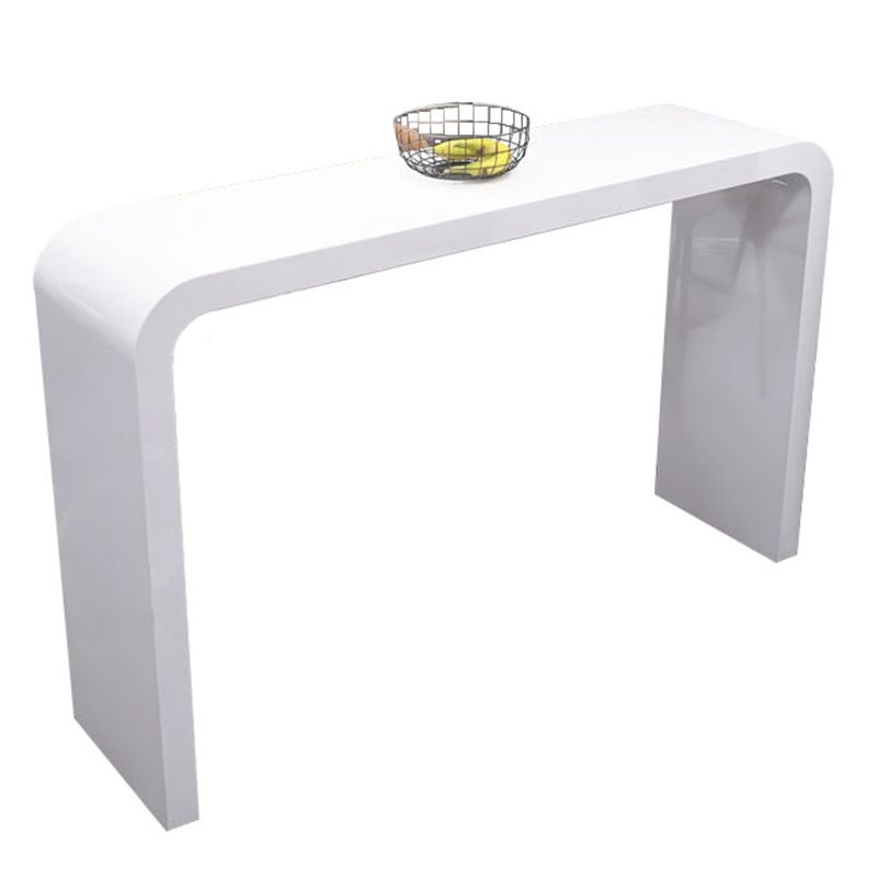 Contemporary Style Bar Table White Wood Bar Dining Table with Double Pedestal Base