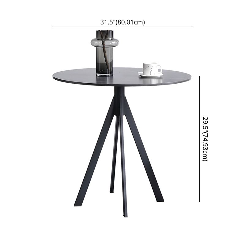 Modern Style Sintered Stone Dining Room Set Black Round Table Formal Dining Table Furniture