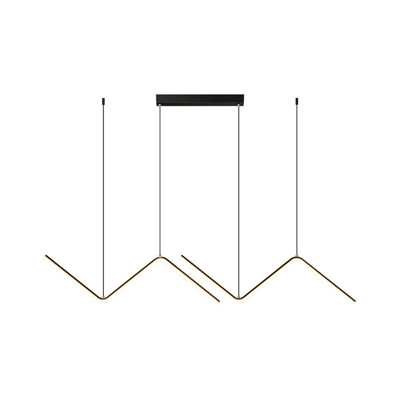 Zickzack Anhänger Leuchte Minimalismus Aluminium Esszimmer LED -Deckenlicht in Schwarz/Gold