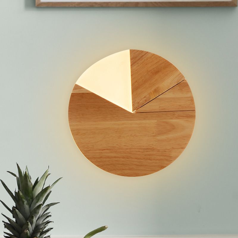 8 "/11" Weitsektor Wandleuchte Leuchter Nordic Holz LED -Nachtwandlampe in Weiß/warmem Licht