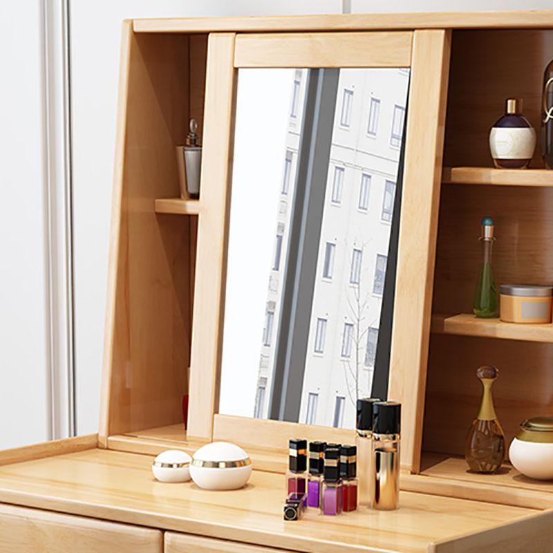 Scandinavian Dressing Table with Mirror and 2-Drawers Solid Wood