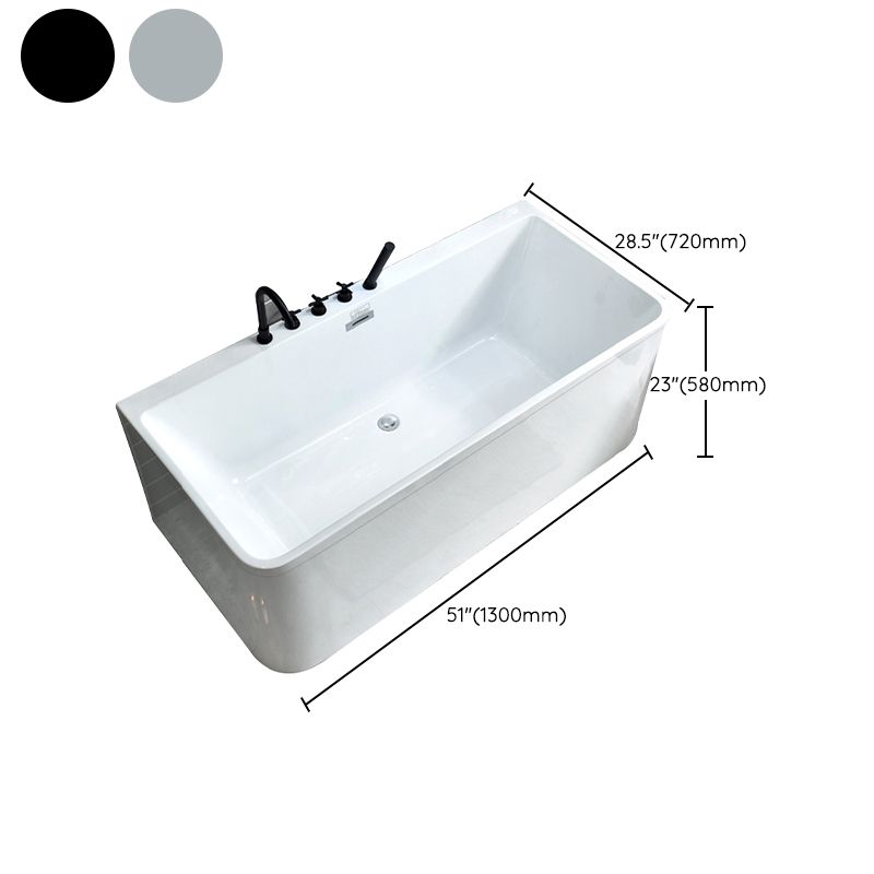 Acrylic Rectangular Bathtub Soaking White Bathtub , 22.83-inch Tall