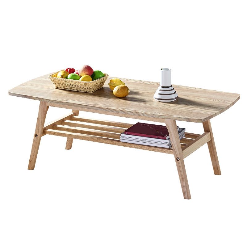 4 Legs 1 Coffee Table Modern Rectangular Solid Wood Coffee Table